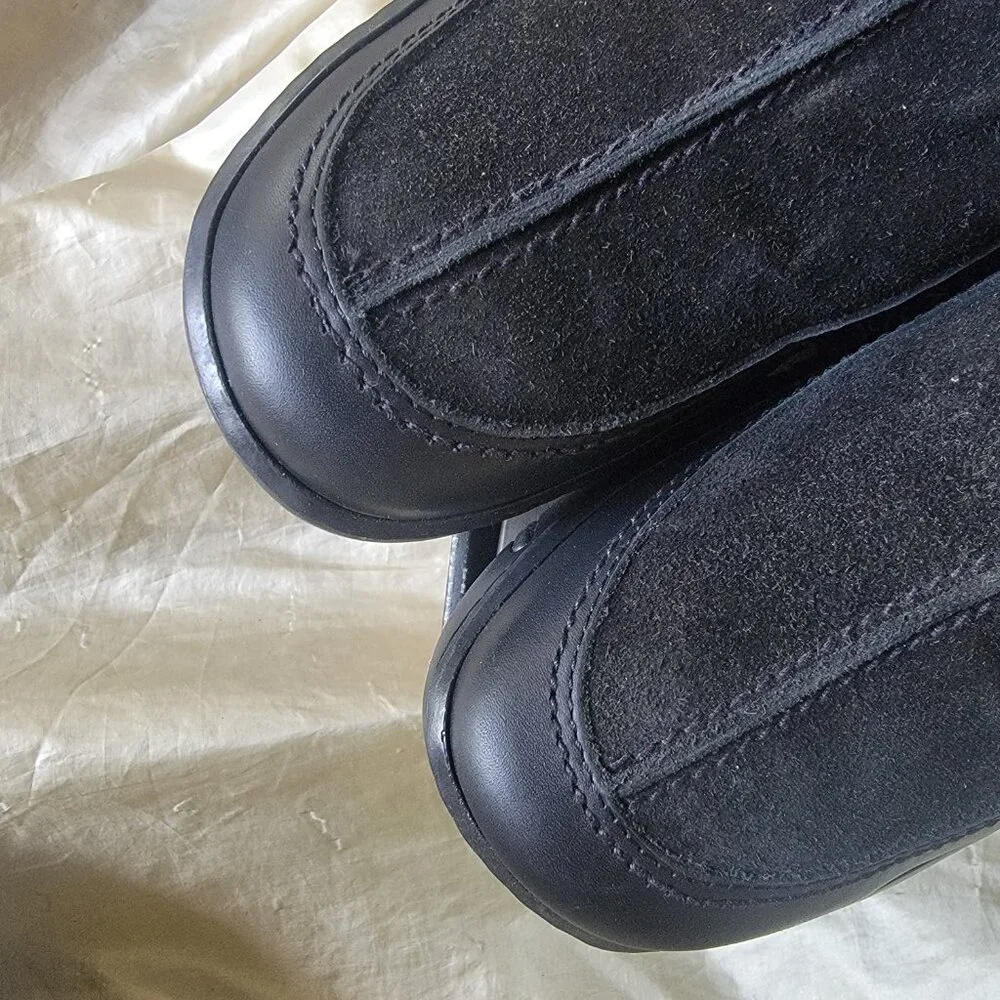 VTG Dr Martens 9562 Black Leather Suede Slip On Toggle Shoe NIB Deadstock M9